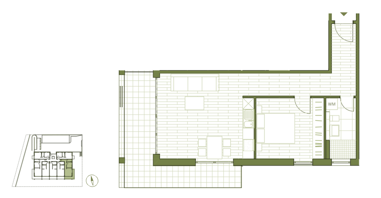 Grundriss WE9 - 2-Zimmerwohnung