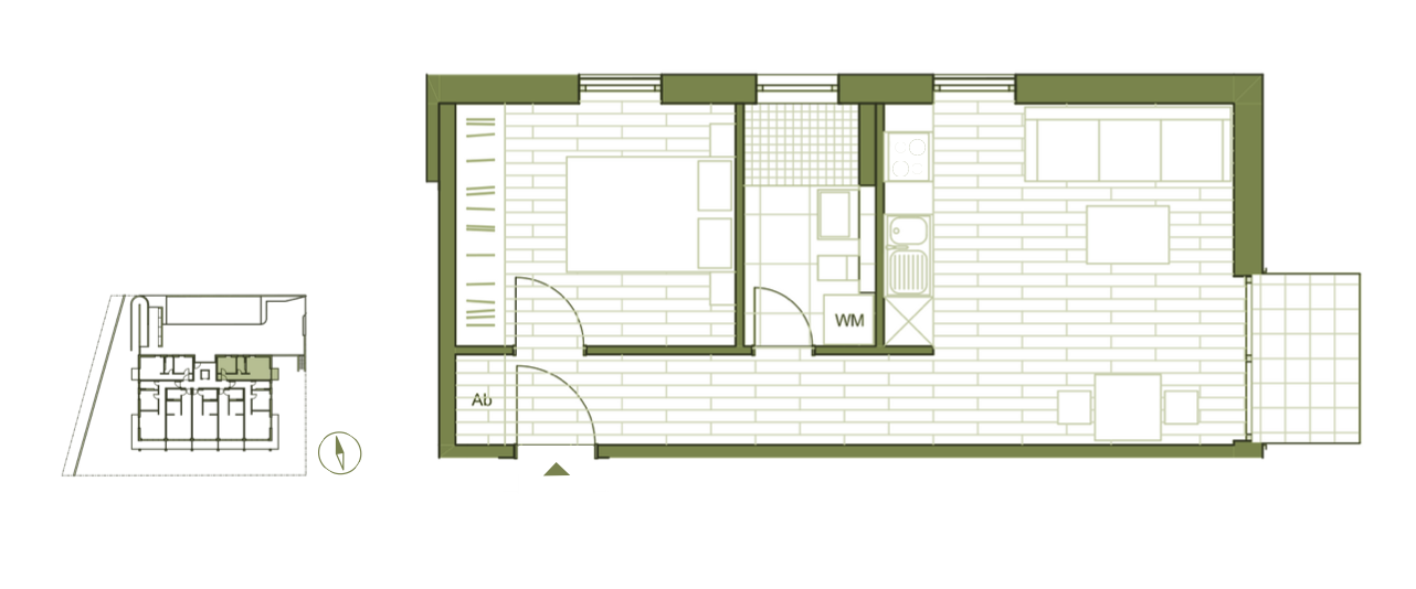 Grundriss WE15 - 2-Zimmerwohnung