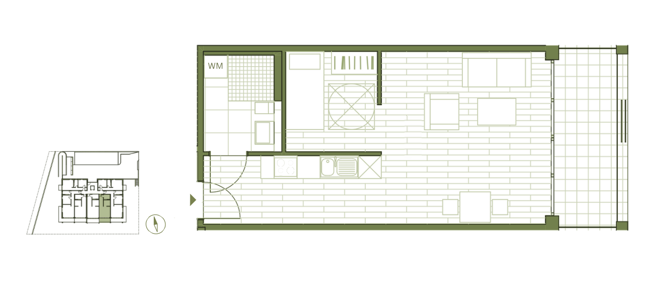 Grundriss WE17 - 1,5-Zimmerwohnung