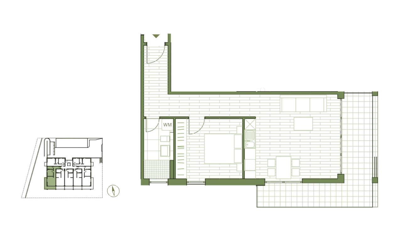 Grundriss WE13 - 2-Zimmerwohnung