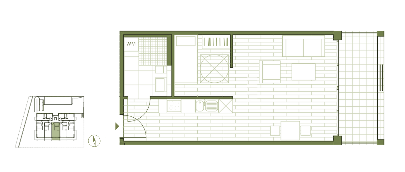 Grundriss WE11 - 1,5-Zimmerwohnung