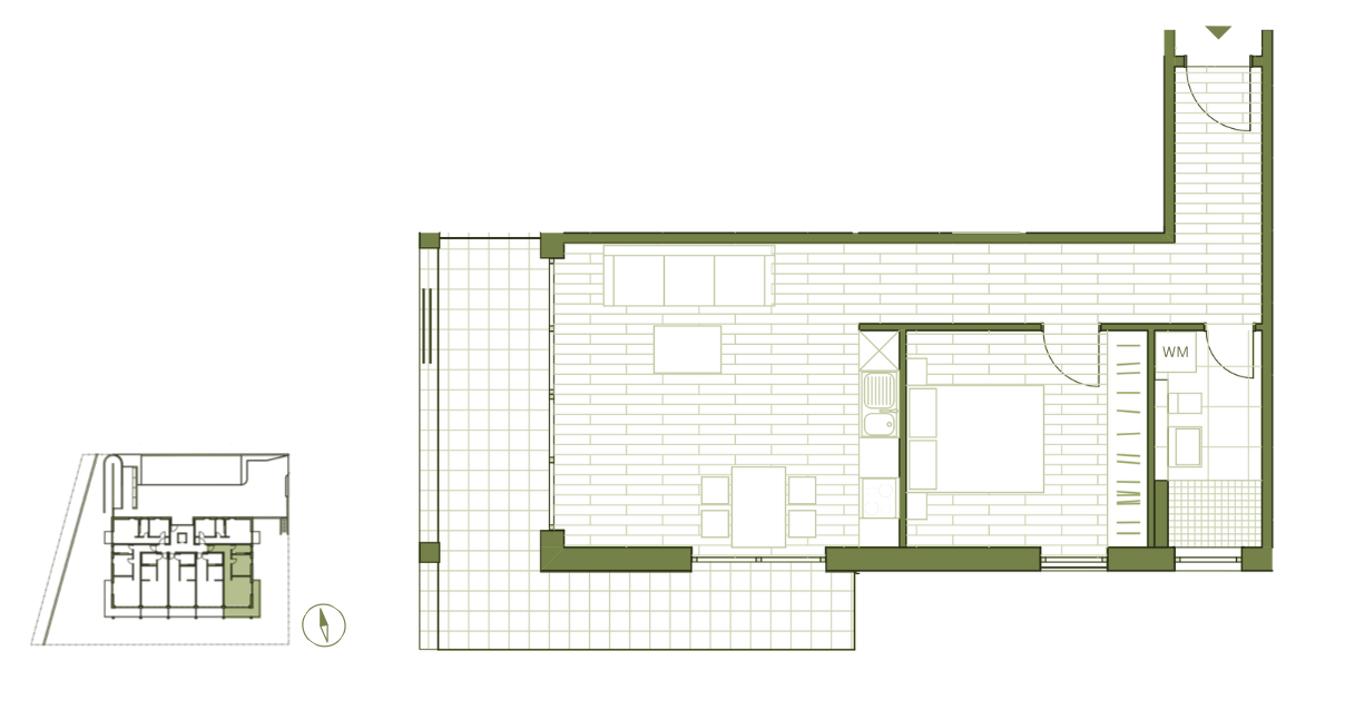 Grundriss WE16 - 2-Zimmerwohnung