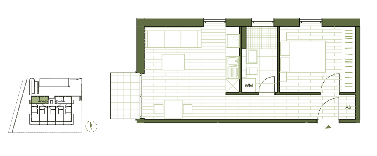 Grundriss WE21 - 2-Zimmerwohnung