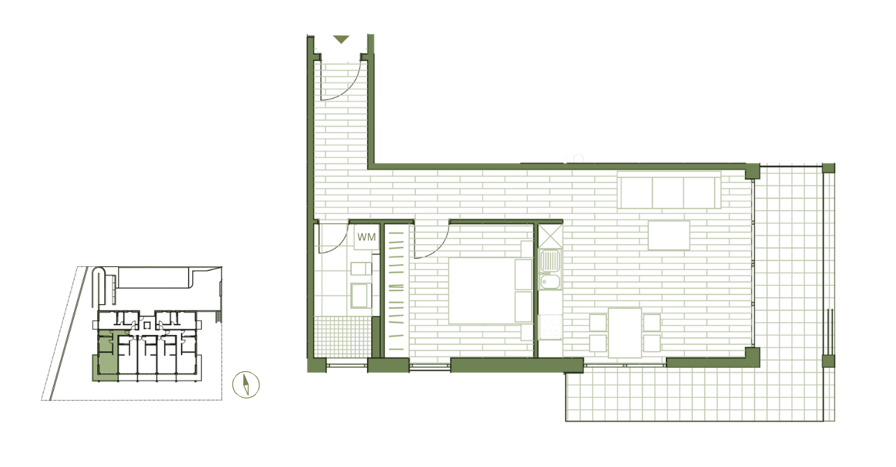 Grundriss WE20 - 2-Zimmerwohnung