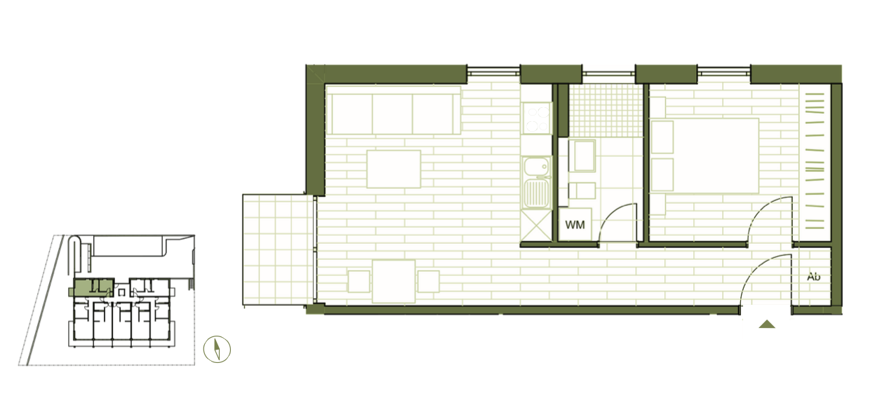 Grundriss WE14 - 2-Zimmerwohnung