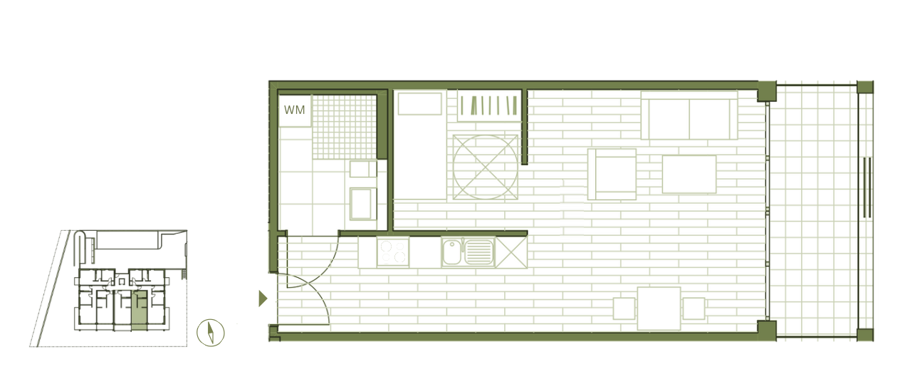 Grundriss WE10 - 1,5-Zimmerwohnung