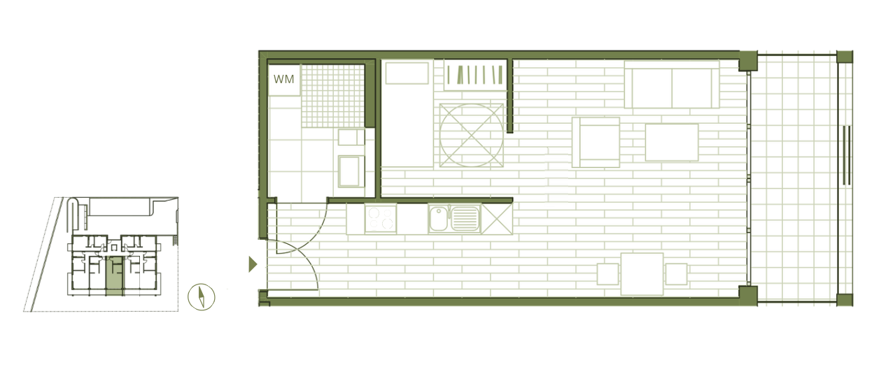 Grundriss WE18 - 1,5-Zimmerwohnung